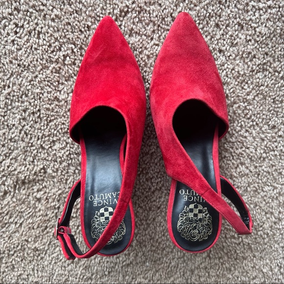 Vince Camuto Womens Suede Pointed Toe Sling Back Pumps Red Size 6 - Picture 3 of 12